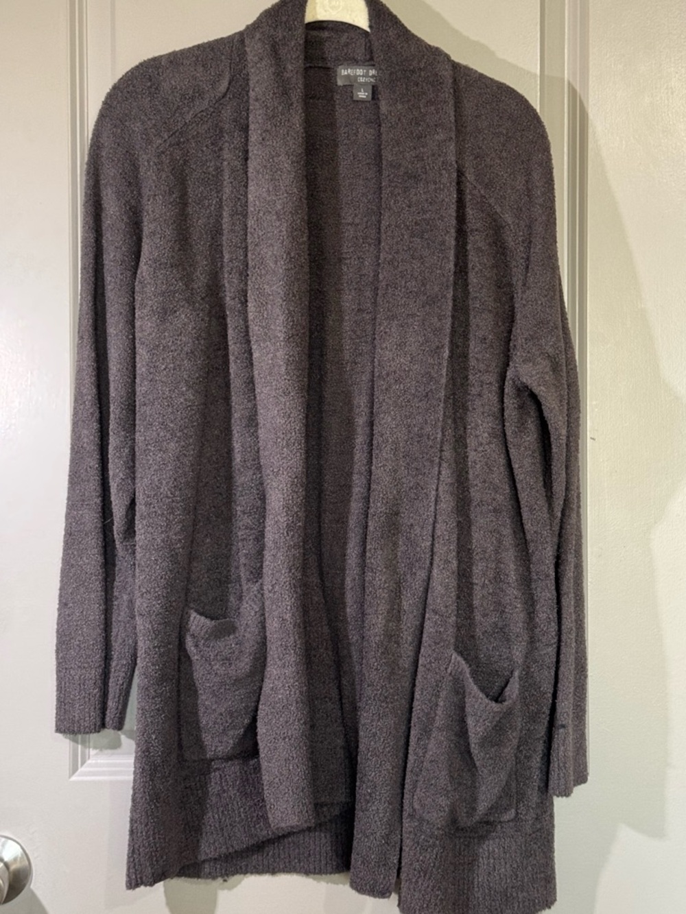 Cloud-Soft Barefoot Dreams Charcoal Gray Open-Front Cardigan